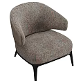 Modern Single Sofa With Textured Fabric Curved Armrest And Black Slender Legs