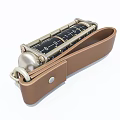 Jewelry Accessory With Combination Lock Brown Leather Strap Black Number Dials And Golden Metal Parts