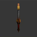 Fantasy Weapon Hammer Design With Orange Head Red Handle Transparent Section Golden Patterns And Chain