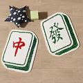 Square Decorative Rugs Featuring Mahjong Chinese Characters Red Zhong and Green Fa Patterns