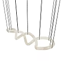 Modern White Wave Design Chandelier With Black Metal Hanging Rods For Interior Decor
