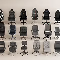 Modern Office Chairs With Ergonomic Design Various Styles And Comfortable Features 3d model