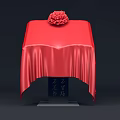 Modern Red Display Shelves With Decorative Fabric And Elegant Showcase Design