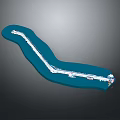 Blue Curved Design Model Featuring White Lines And Pathway Structure