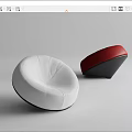 Modern Round Lazy Sofa In White And Red With Black Base Design
