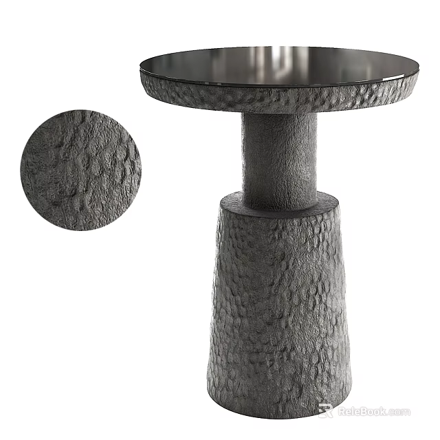 Stylish Modern Side Table Featuring Textured Round Top and Column Base 3d model 