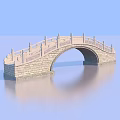 Traditional Stone Arch Bridge With Ornate Railing Over Calm Water And Reflection