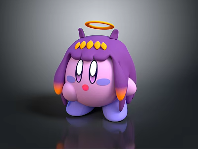 Cute 3D Game Character With Purple Hair Halo Pink Body And Orange Tips 3d model