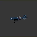 Blue Vintage Military Model Airplane With White Stars Stripes 1F Markings Propeller And Wheels