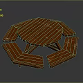 Unique Wooden Round Table With Folding Panels And Intricate Wooden Structure