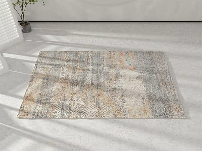 Modern Square Rug With Abstract Geometric Design And Soft Neutral Tones For Living Room 3d model