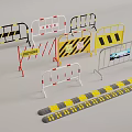 Public Traffic Safety Barriers With Yellow Black Red White Stripes Restoration Signs And Speed Bumps