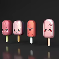 Colorful Cartoon Ice Cream Pops With Smiling Faces And Different Colors On Sticks