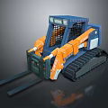 Toy Skid Steer Loader Blue Orange With Tracks Front Forks Detailed Model 3d model