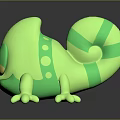 Adorable Green Chameleon Stuffed Toy With Green Stripes Dots And Cute Expression