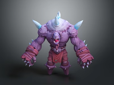 Game and Movie Character Design Purple Monster With Spiked Horns Spikes And Muscular Body 3d model