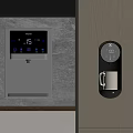 Modern Water Dispenser And Coffee Machine With Digital Displays In Kitchen