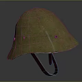 Classic Vintage Yellow Military Helmet With Leather Strap And Textured Surface