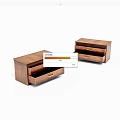 Wooden Drawer Storage Cabinets with Two Drawers Each Drawers Open Showing Interior on White Background