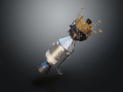 Advanced Spacecraft Satellite With Metallic Structure And Golden Antenna Design 3d model