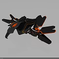 Modern Black and Red Mechanical Bird Design with Multiple Wings and Glowing Red Accents