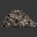 Pile of natural wood and stone square blocks with varied textures