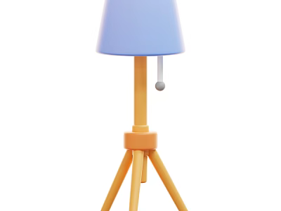 Smart Machine Table Lamp With Blue Shade Yellow Stand And Tripod Base Pull Cord Switch 3d model