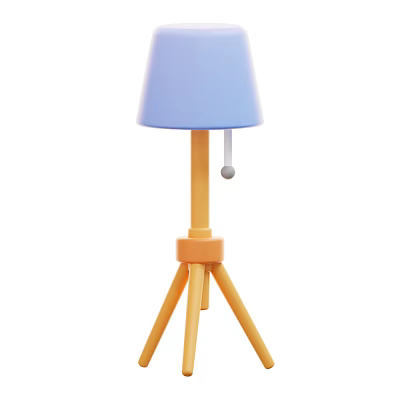 Smart Machine Table Lamp With Blue Shade Yellow Stand And Tripod Base Pull Cord Switch 3d model