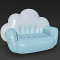 Inflatable Cloud Shaped Unusual Sofa with Light Blue and White Design 3d model