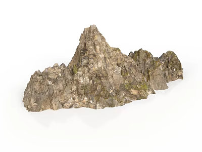Natural Rockery Landscape Decor With Textured Stone Surface And Moss Accents 3d model