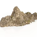 Natural Rockery Landscape Decor With Textured Stone Surface And Moss Accents