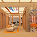 Stylish Warm Wooden Fashion Clothing Store Interior With Cozy Lounge Space And Attractive Brand Posters