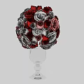 Colorful Red White Gray And Pink Roses Decorative Flower Ball Arrangement