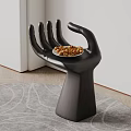 Modern Black Hand Sculpture Decorative Piece Holding Plate With Nuts In Palm