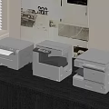 Modern Office Desk Setup With White Multifunctional Printers And Laser Models 3d model