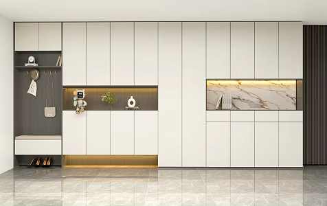 Shoe Cabinet Sideboard Modern Living Room Hall Shoe Cabinet Sideboard Combination Cabinet Jewelry Cream Style Living Room Dining Room 3d model