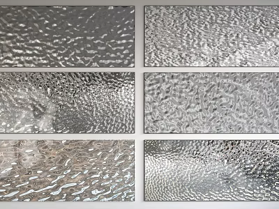 Various Textured Silver Wall Decor Panels With Rippled And Hammered Patterns 3d model