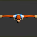Cartoon Monkey Character 3D Model With Orange Arms White T-Shirt Blue Overalls And Red Eyes