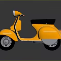 Vintage Yellow Scooter With Black Seat And Round Headlight On Dark Surface