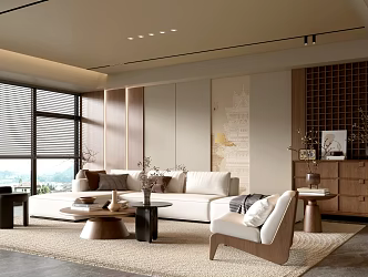 Modern Style Living Room Antique Living Room Sofa Coffee Table Combination Leisure Sofa Chair Jewelry Background Wall 3d model
