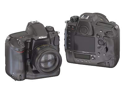 Professional Digital Cameras Featuring Nikon DSLR Front And Back Views 3d model
