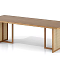 Modern Wooden Table With Woven Legs And Rectangular Solid Wood Top 3d model