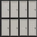 White Hinged Doors Featuring Various Panel Styles And Decorative Details For Home Interior Design 3d model