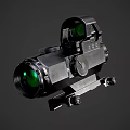 Tactical Weapon Scope With Green Lens Black Metal Frame Adjustment Knobs And Mounting Bracket 3d model