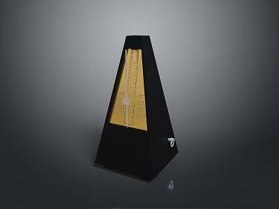 Classic Black Metronome with Yellow Dial and Accurate Scale for Daily Use 3d model