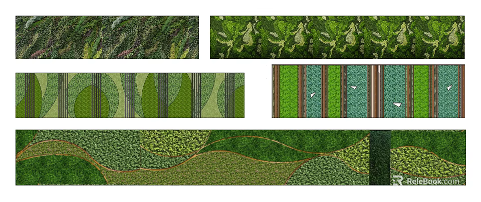 Green Wall Design With Various Green Plant Patterns And Decorative Elements 3d model