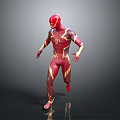 The Flash Superhero 3D Model In Red Costume With Yellow Lightning Running Pose
