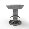 Stylish Square Bar Stool With Red Seat And Black Base Design