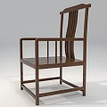 Dark Brown Wooden Armchair with Vertical Back Slats Square Armrests and Straight Legs