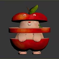 Sliced Layered Apple With Human Like Figure Green Leaf Tiny Feet And Small Sprout